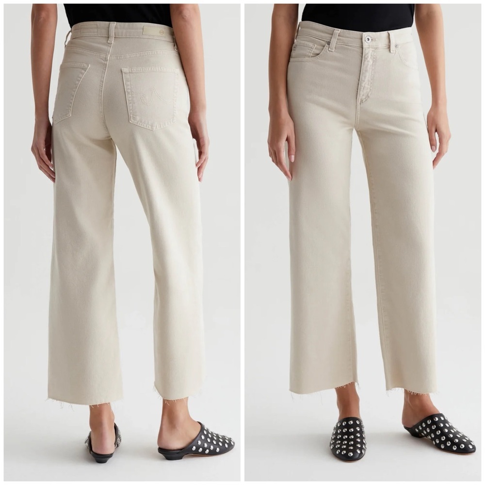 AG Jeans Saige wide leg crop jeans cloud soft denim NEW 32 neutral - Picture 2 of 16